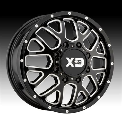 KMC XD Series XD843 Grenade Dually Gloss Black Milled Custom Wheels