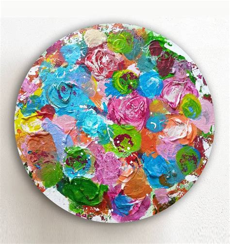 Multicolor round art painting original texture artwork Painting by ...