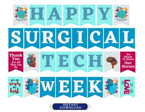 Blue Surgical Tech Week Printable Sign Hand Drawn Happy Etsy