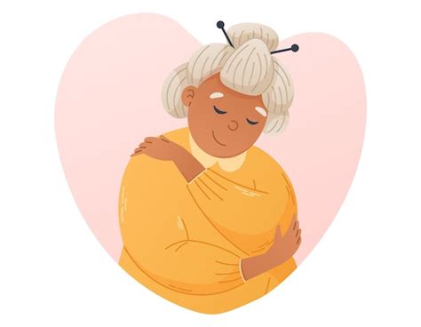 Conceito de amor próprio desenhos animados velha mulher de cabelos