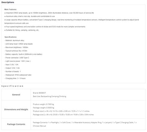 Xiaomi BEEBEST 1000lm Zoom Flashlight Black FZ101 - Penguin.com.bd