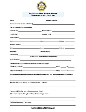 Rotary Membership Application Pdf Fill Online Printable Fillable