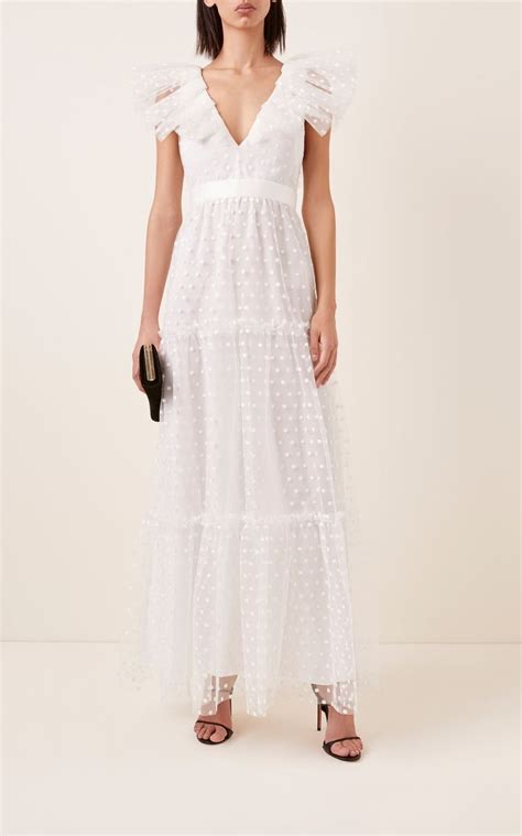 Philosophy Di Lorenzo Serafini Ruffled Polka Dot Flocked Tulle Maxi