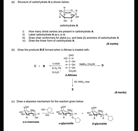 Solved Structure Of Carbohydrate Is Shown Below Ch Oh Carbohydrate