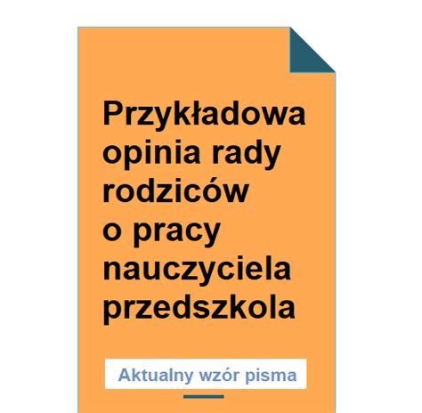 Przyk Adowa Opinia Rady Rodzic W O Pracy Nauczyciela Przedszkola Pobierz