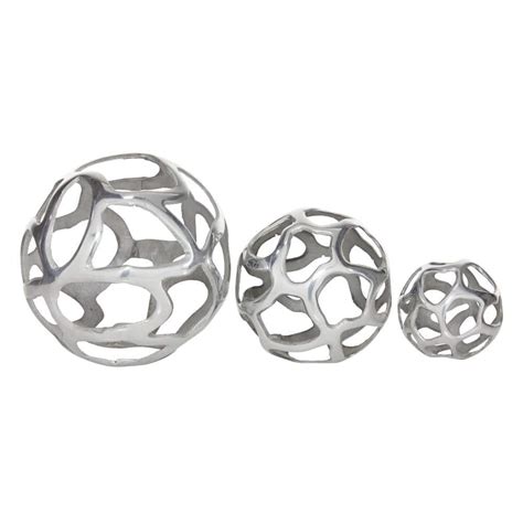 Litton Lane Silver Aluminum Geometric Sculpture Set Of The