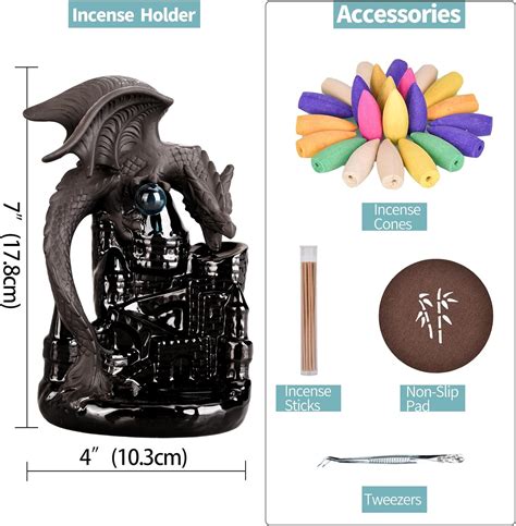 YYW Quemador de incienso con reflujo de dragón soporte de incienso en