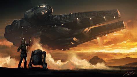 Digital Art Concept Art Painting Millennium Falcon Artwork