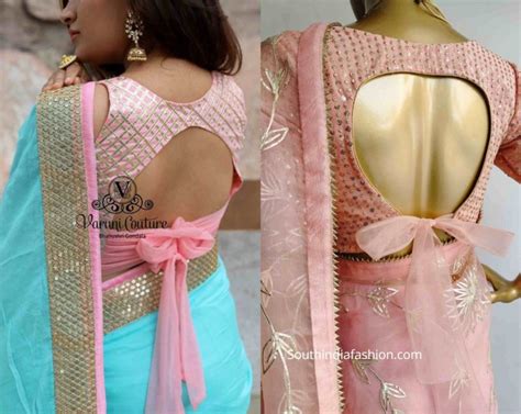 Trendy Bow Back Saree Blouse Designs South India Fashion