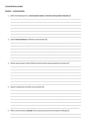 Business Communication Worksheet Teaching Resources