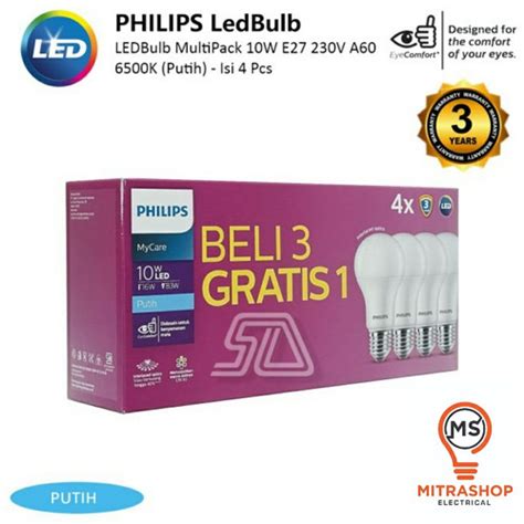 Jual Lampu Philips LED PACK Bulb 10 83W E27 6500K 230V MyCare PROMO