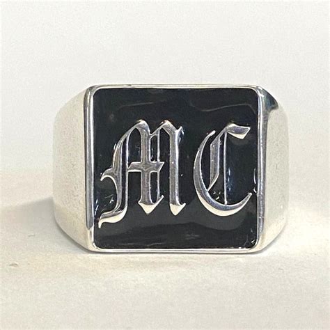 Sterling Black Pistons Mc Signet Ring Outlaw Biker Jewelry