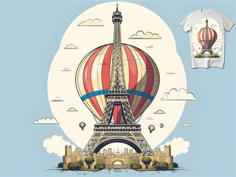 Premium Photo Eiffel Tower Transformed Into A Hot Air Balloon Tshirt Design