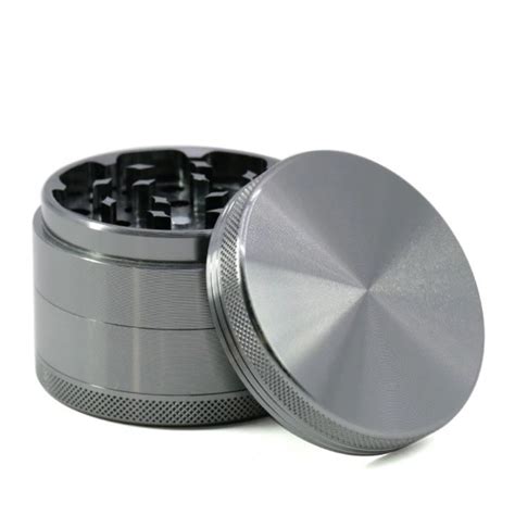 Aluminum 4 Part Herb Grinder With Pollen Screen And Magnetic Lid Boni