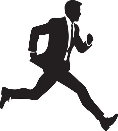 Business Man Run Vector Silhouette Vector Art At Vecteezy