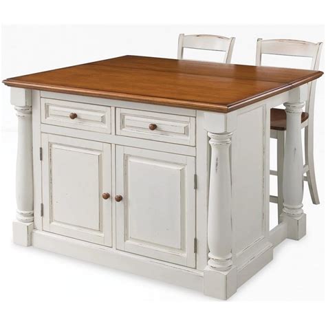 Homestyles Monarch Wood Kitchen Island Set In Off White Homesquare