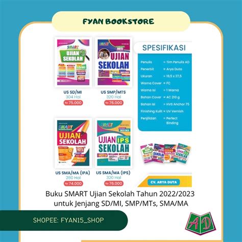 Jual Fyan Book Store Buku Siswa SMART Ujian Sekolah Jenjang SMP MTs