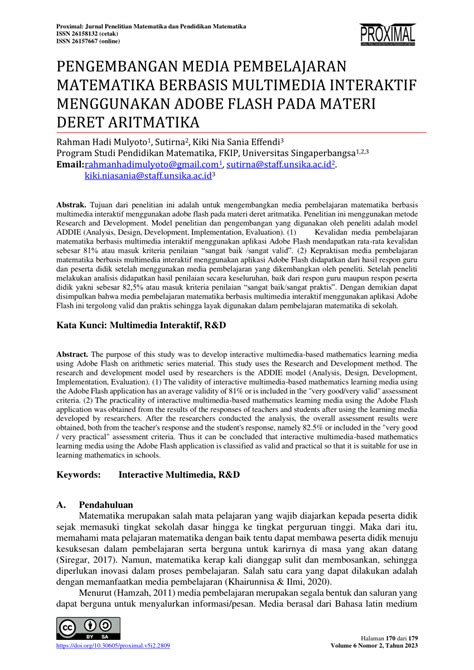 Pdf Pengembangan Media Pembelajaran Matematika Berbasis Multimedia Interaktif Menggunakan