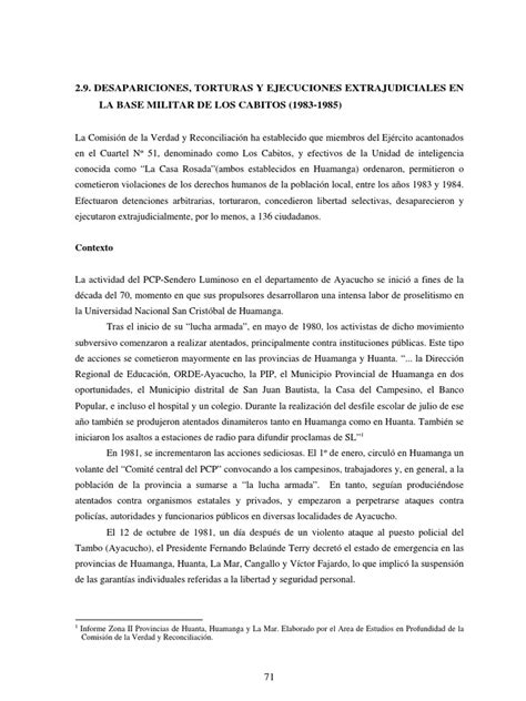 Desapariciones Torturas Y Ejecuciones Extrajudiciales En La Base