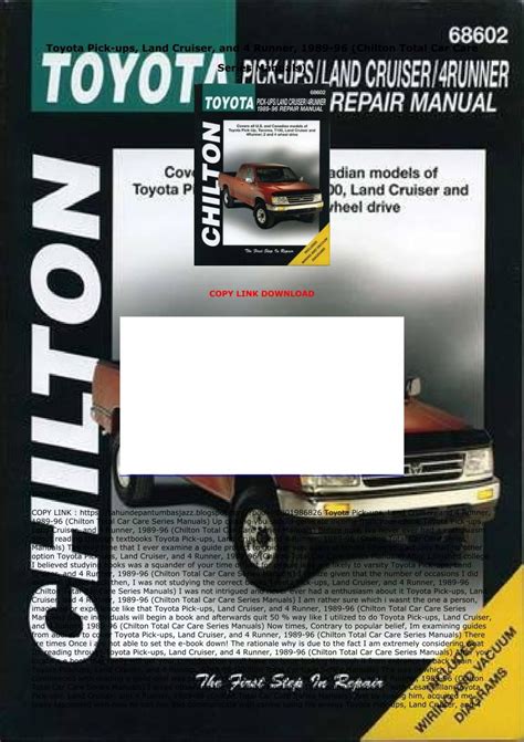 Pdf Toyota Pick Ups Land Cruiser And 4 Runner 1989 96 Chilton Total