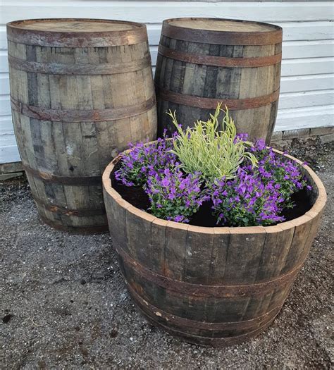 Large Wide White Oak Reclaimed Barrel Whisky Whiskey Planter Etsy