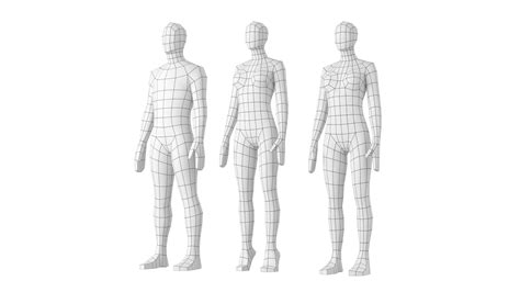 Male And Female Low Poly Base Mesh In Rest Pose D Model Turbosquid