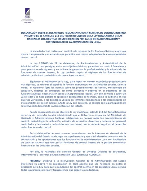 Declaraci N Sobre El Desarrollo Reglamentario En