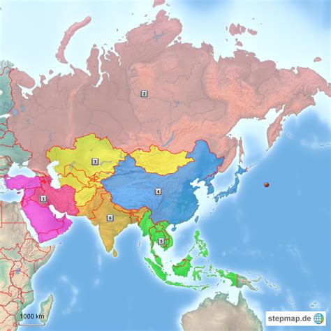 StepMap Asien Regionen Landkarte für Asien