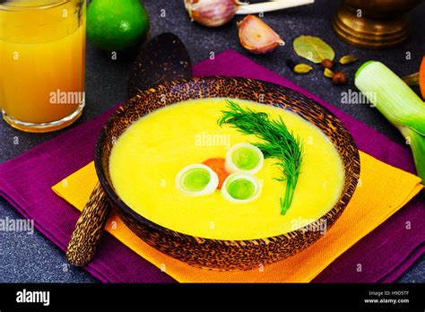 Diet And Healthy Organic Food Pumpkin Soup Stock Photo Alamy