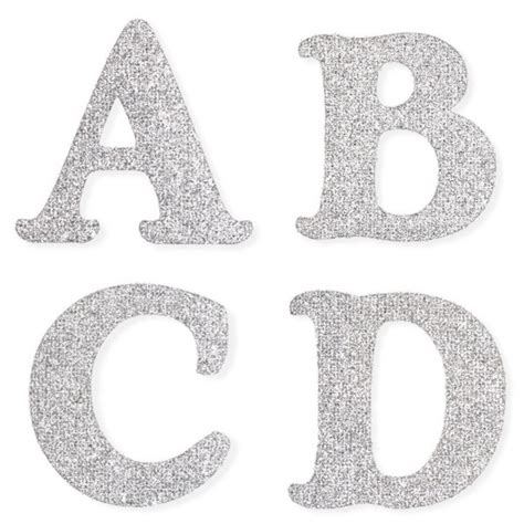 Silver Glitter Letter Stickers Self Adhesive Peel Off Alphabet Letters