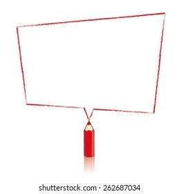 Red Pencil Reflection Drawing Skewed Rectangle Stock Illustration