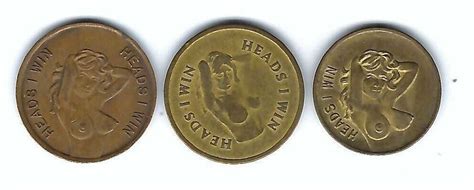 Vintage Nude Busty Woman Heads Tails Adult Peepshow Coins Tokens Xxxx