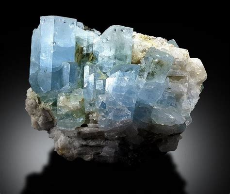 Aquamarine Crystals With Muscovite Mica Terminated Aquamarine Crystals