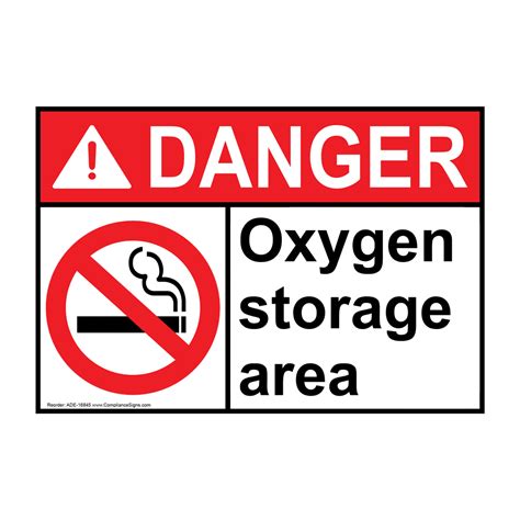 Ansi Oxygen Storage Area Sign Ade 16845