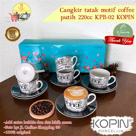 Jual Kopin Cangkir Set Pasang Motif Full Print Ml Coffee Putih Set