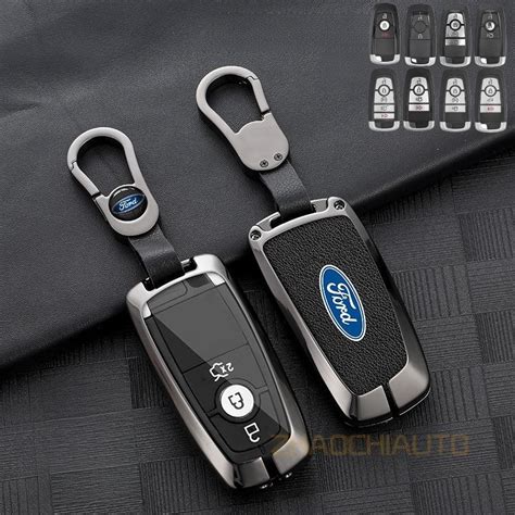 Zinc Alloy Leather Car Key Case Cover Keychain Key Holder For Ford