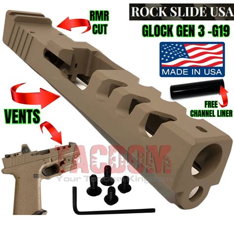 Rock Slide Usa Rs2 Rmr Cut Slide For Glock 19 Gen 3 Polymer 80 Pf940c Fde Tacdom