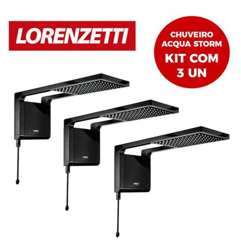 Kit Un Chuveiro Lorenzetti Acqua Storm Ultra Preto V W Ducha