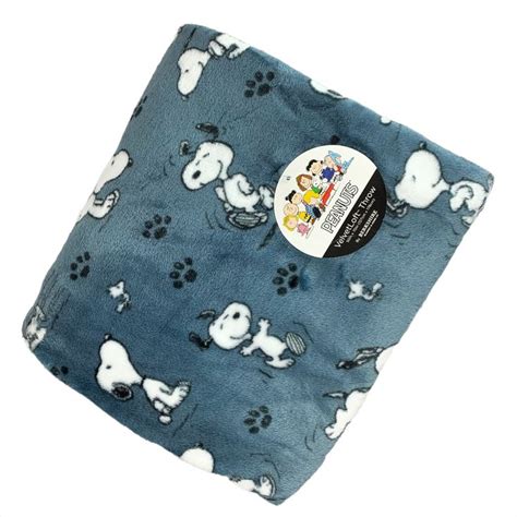 Peanuts Berkshire Blanket Snoopy Woodstock Paw Prints Blue 50x70 Throw Soft Ebay In 2022