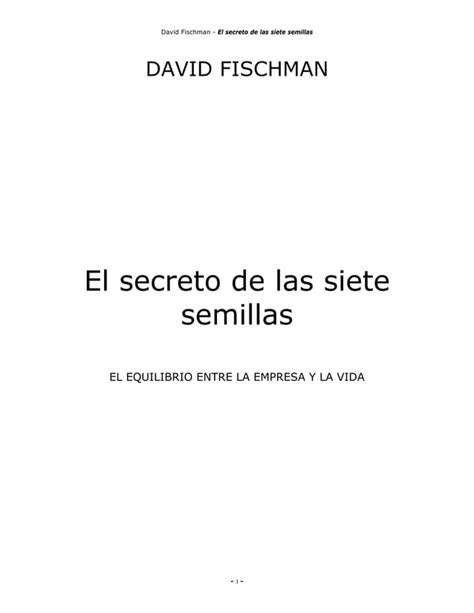 David Fischman El Secreto De Las Siete Semillas Pdf