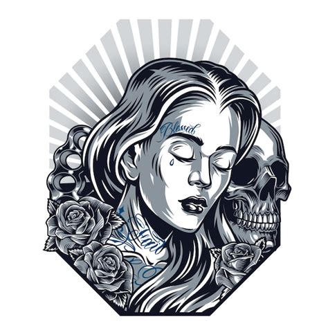 Free Vector Chicano Tattoo Vintage Template