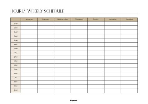 Hourly Weekly Schedule Clipmatic