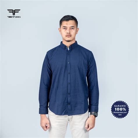 Jual Room Fazza Kemeja Pria Kasual Slimfit Lengan Panjang Pique Navy