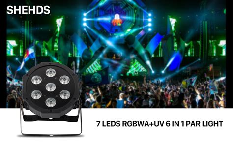 Amazon SHEHDS Par Can Lights LED 7x18W RGBWA UV 6in1 Wash Strobe