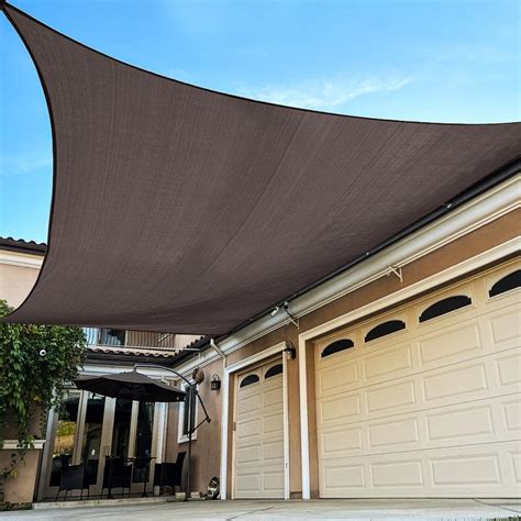 Workpoint 12 Ft X 16 Ft Brown Rectangle Sun Shade Sail For Backyard