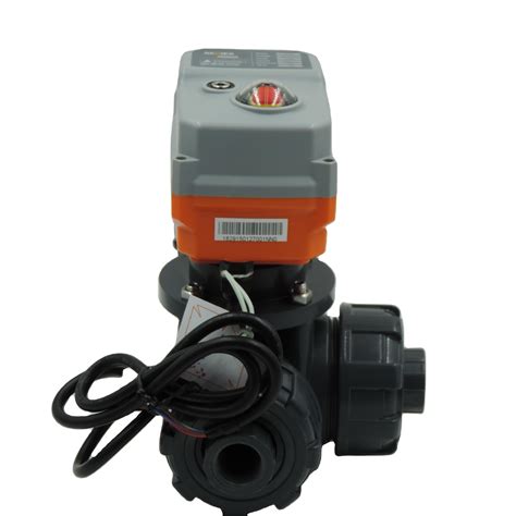 DN40 UPVC DC24V Intelligent Modulating Motor Driven Three Way Valve