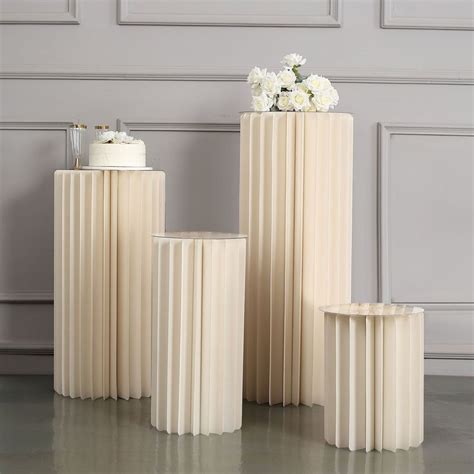 40 Ivory DIY Accordion Cylinder Cardboard Display Column Stand