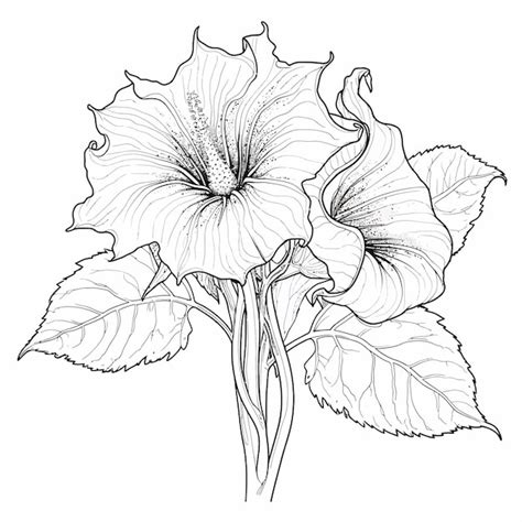 Datura Flower Drawing