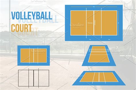 Volleyball Court Vector Illustration Custom Designed Illustrations