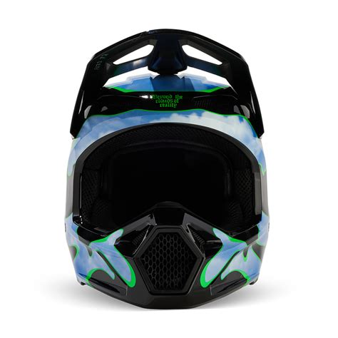 Fox Youth V1 Atlas Helmet Black Green Tracktion Motorcycles